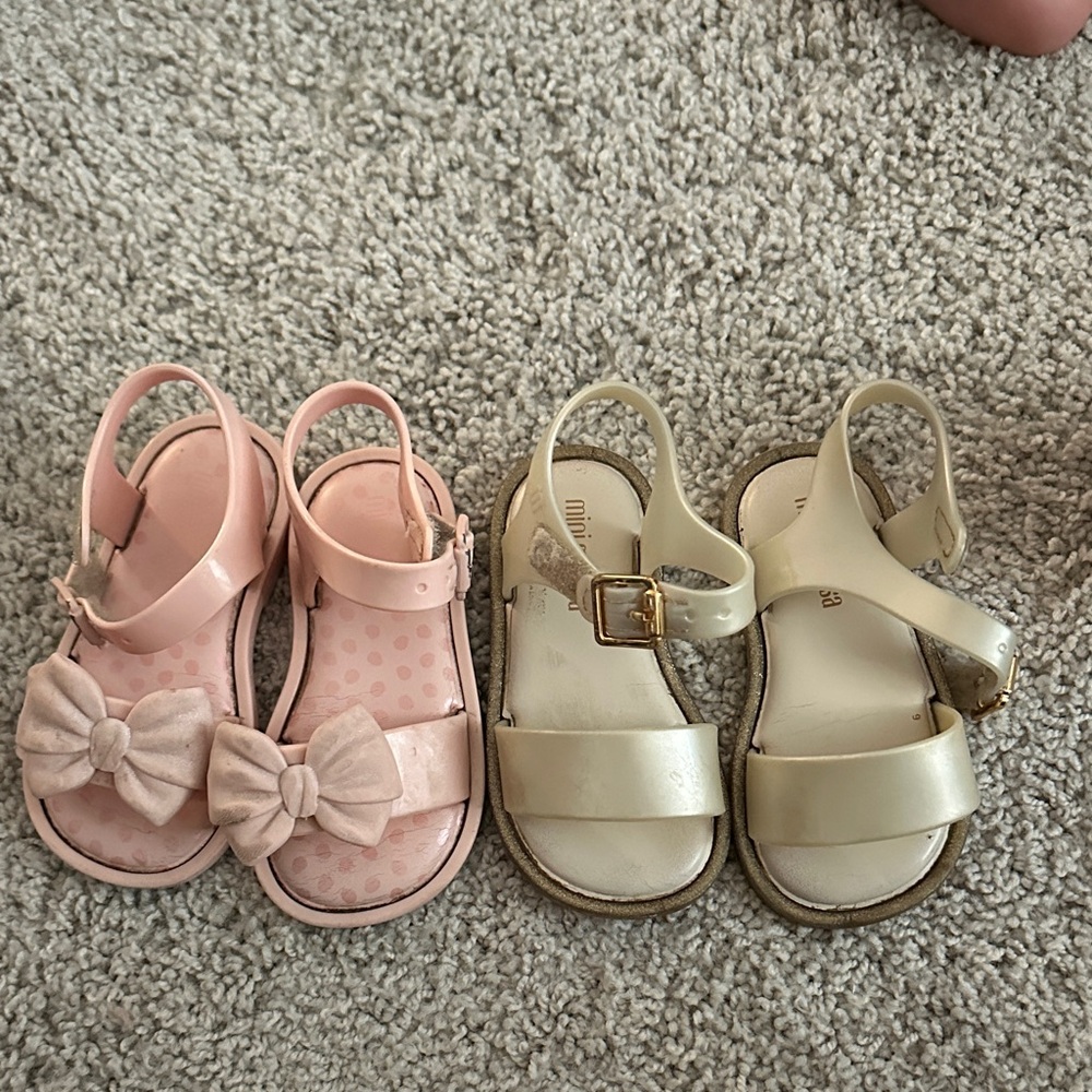 Mini Melissa Pink and Cream Kids Sandals